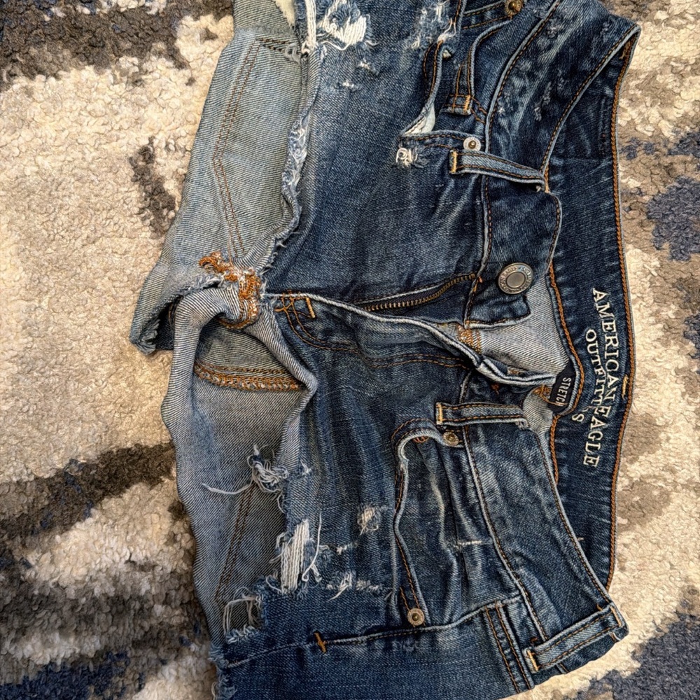 American Eagle Outfitters Distressed Blue Jean Shorts